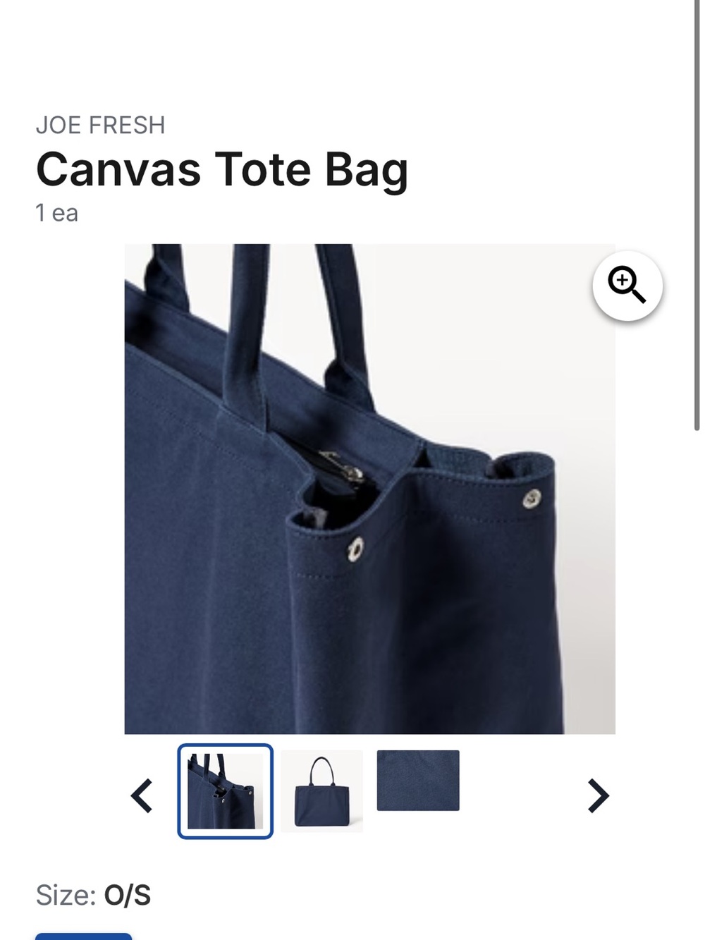 Joe Fresh Navy Canvas Tote - Picture 3 of 4